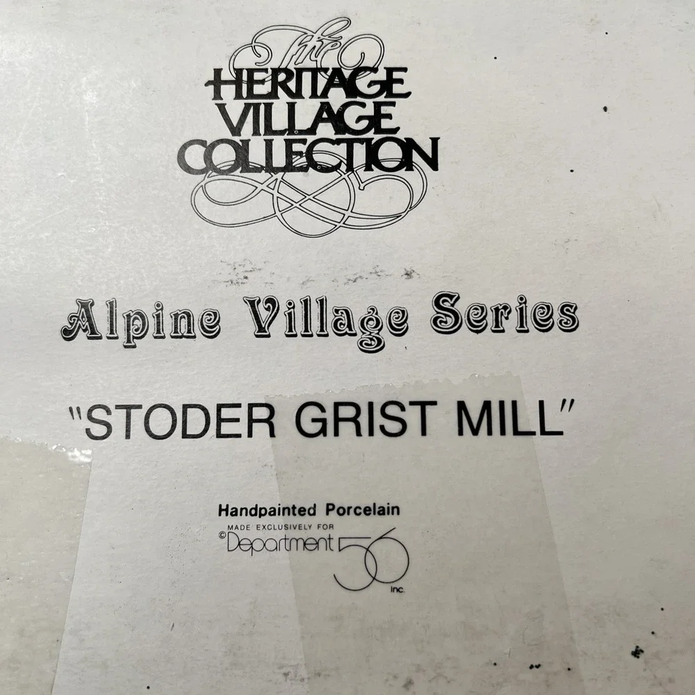 Vtg 1988 Dept 56 Alpine Village Series Stoder Grist Mill #5953 Heritage Village